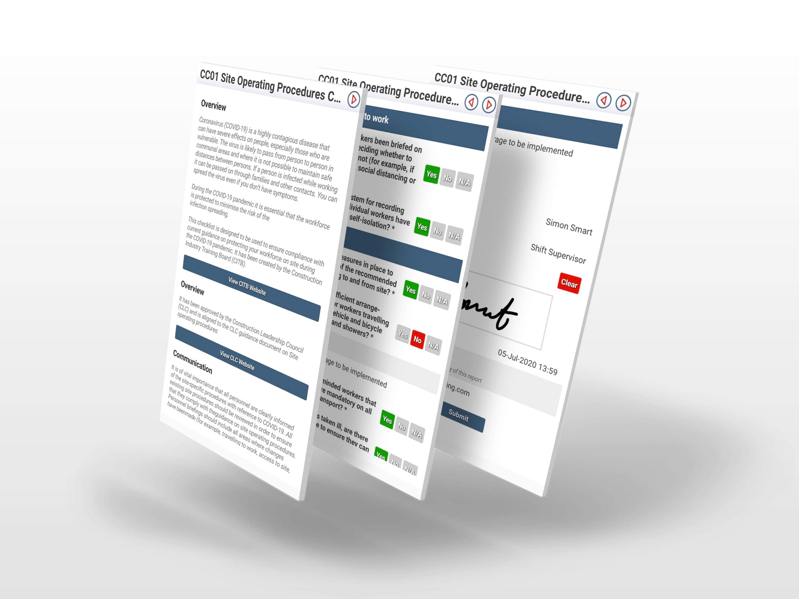 Site Operating Procedure Screenshots